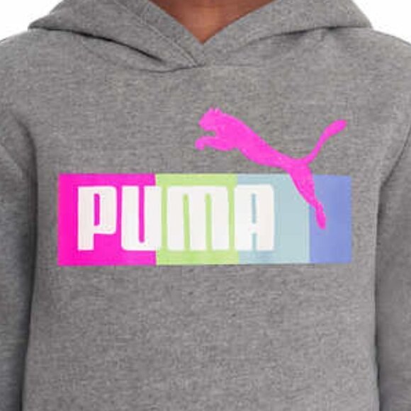 PUMA Girl's Grey Fleece Hoodie with logo , size L (14-16) - Picture 3 of 8